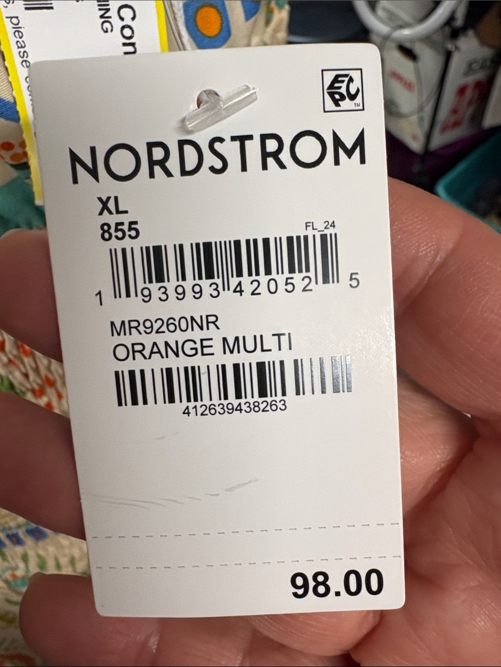 Moon River Cream Maxi Dress with Orange, Green & Blue Print - Picture 3 of 8
